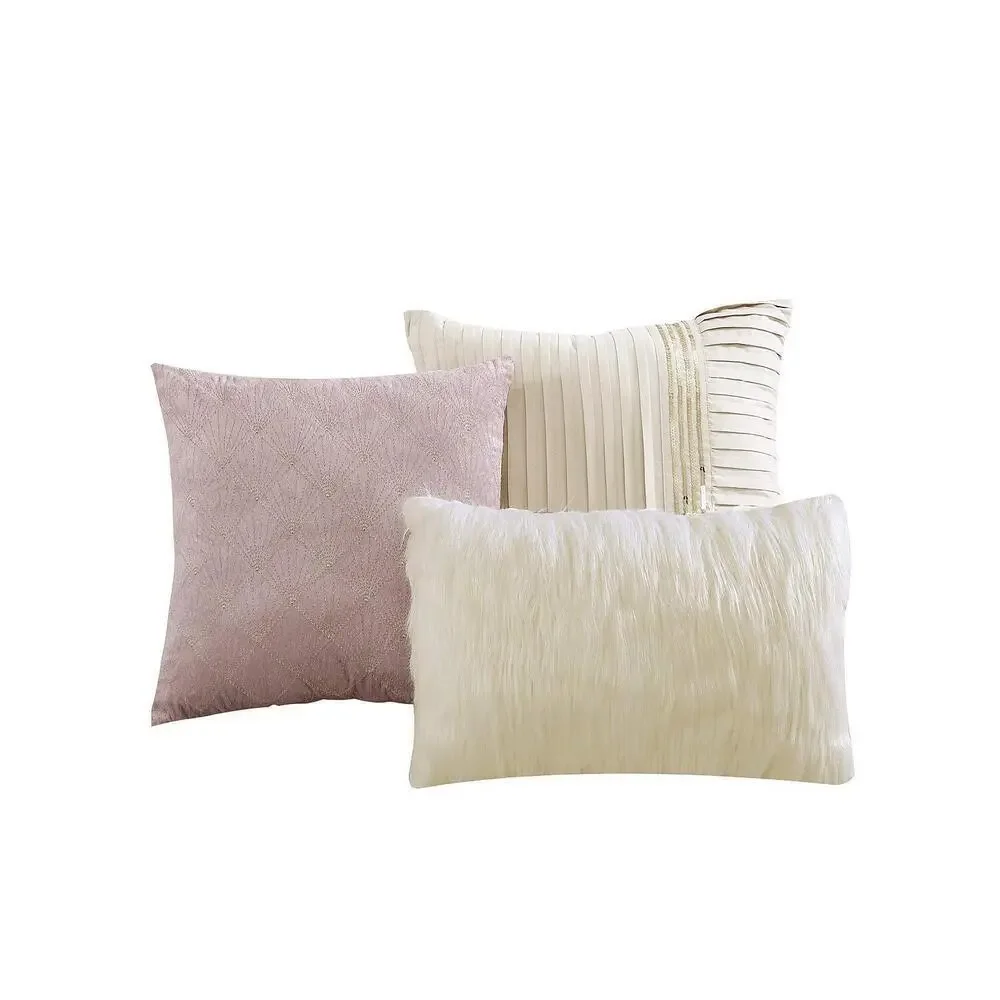 Hallmart Collectibles Sadie 14 Piece Queen Comforter Set Blush/Gold